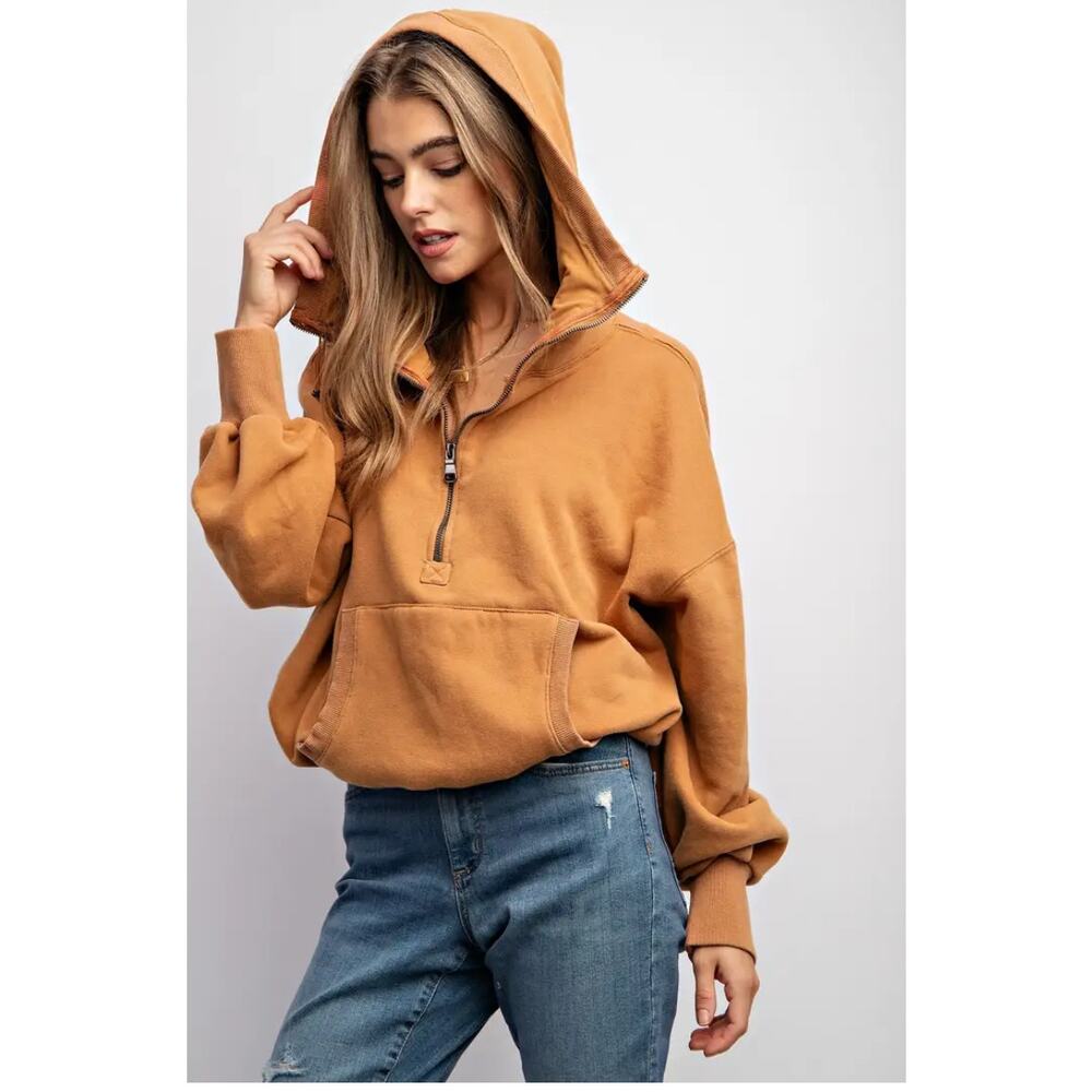 Free People FP Movement Slouchy Shelter Hoodie XS Copper Gorpcore Boxy Boho Chic - Picture 1 of 9